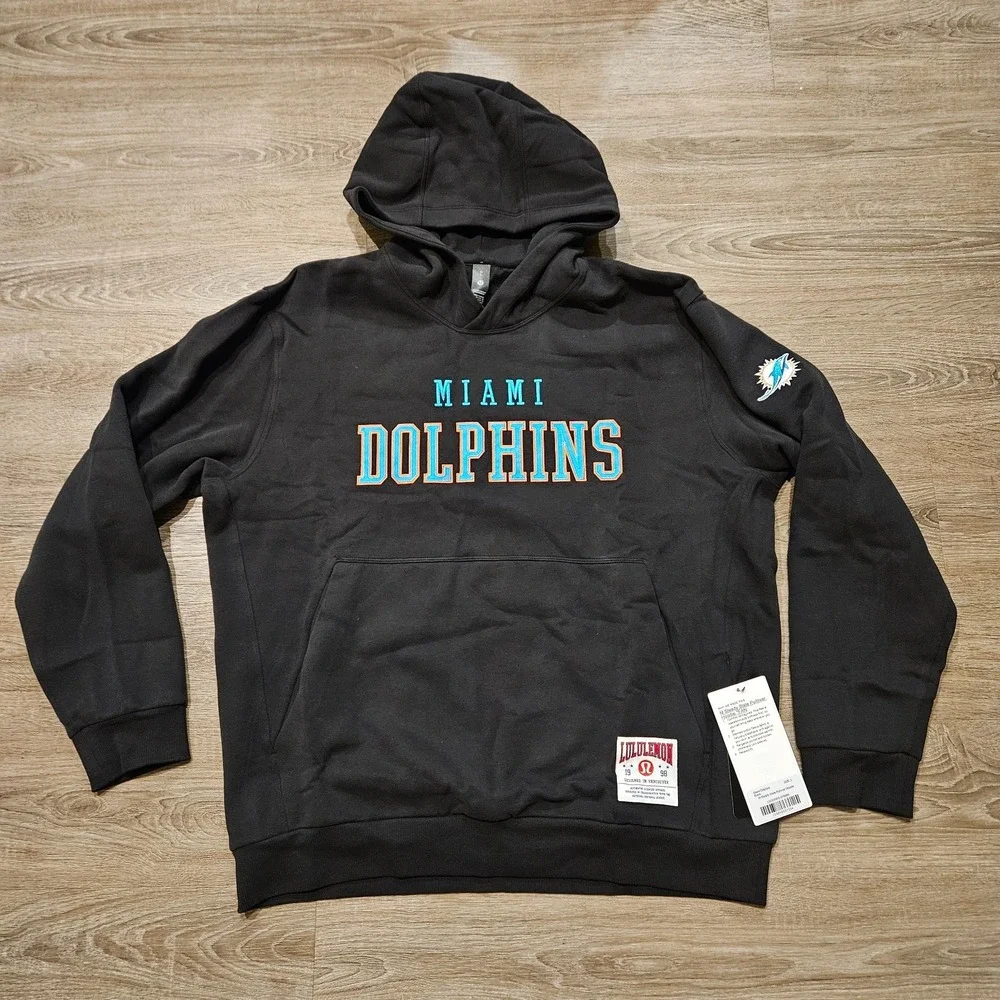 NWT Men's Lululemon Miami Dolphins Steady State Pullover Hoodie Large Black